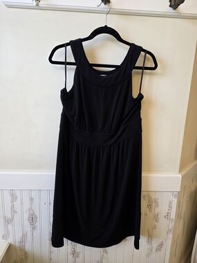 White House Black Market Black Sleeveless Dress with Scooped Neck